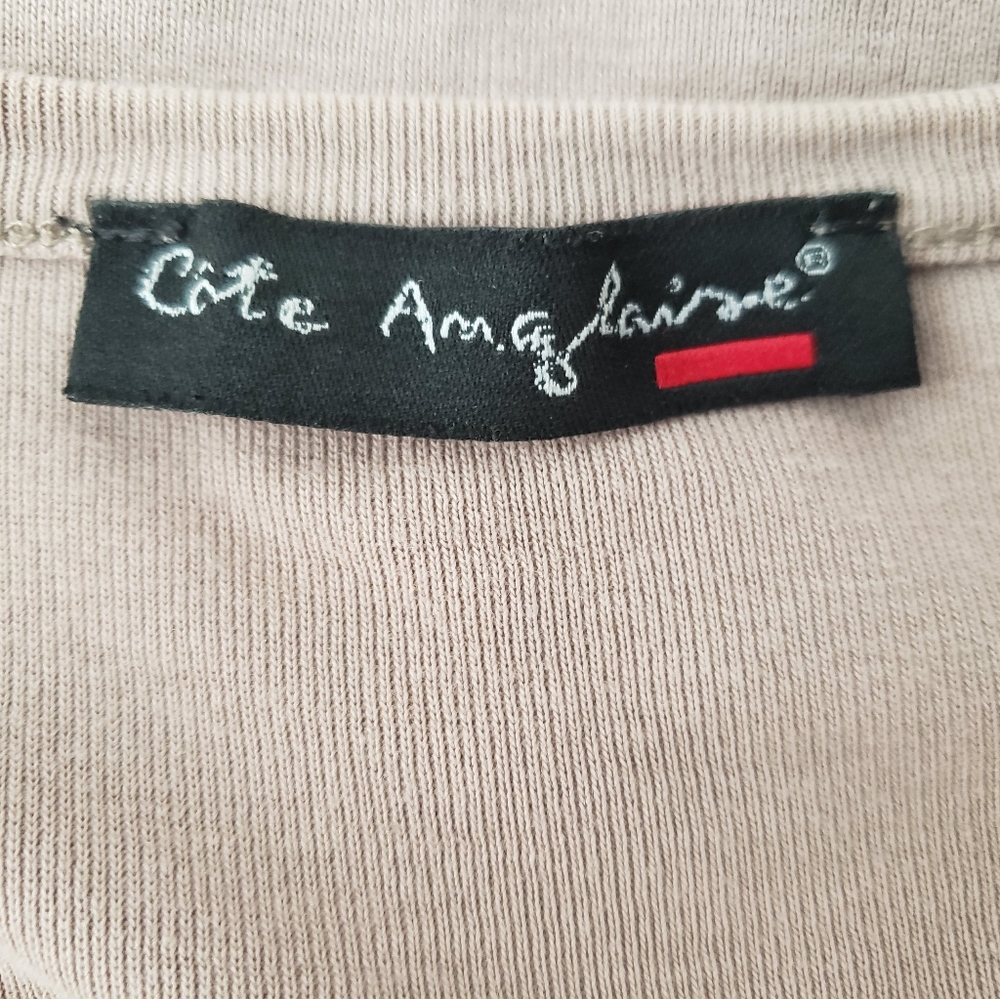 💐 cote anglaise tee size small beige/camel 100% cotton 💐 - Picture 4 of 4